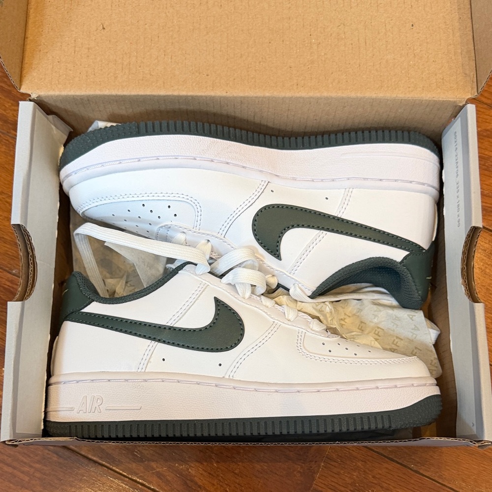 Nike Air White and Dark Green Shoes
